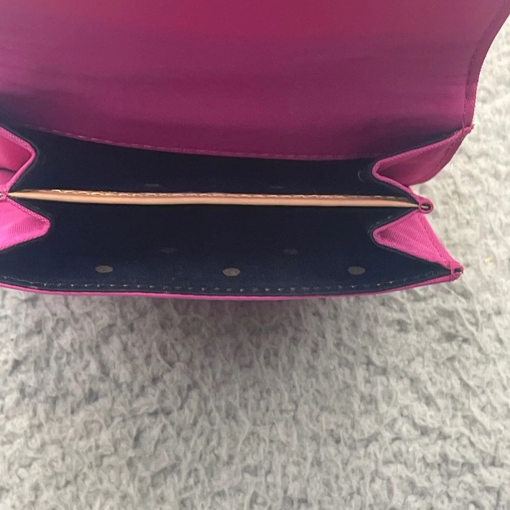 Kate Spade Bifold Wallet WLRU0339 Pink Nylon Tan Vachetta Leather VTG Y2K Mini